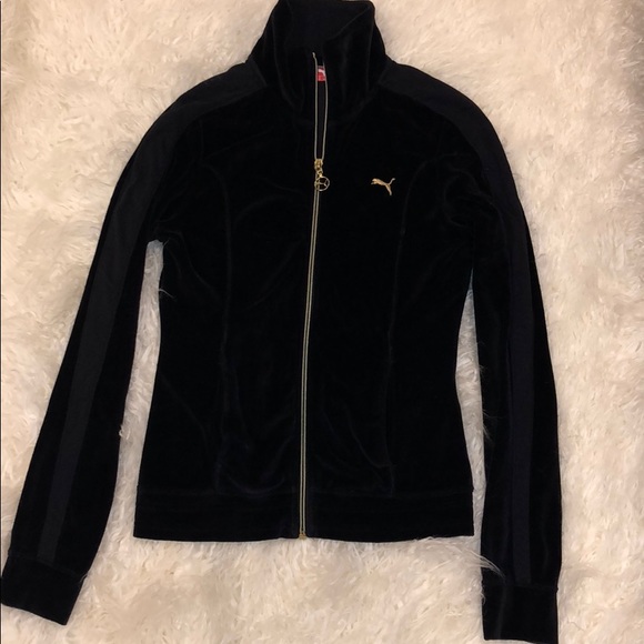 puma tracksuit black and gold